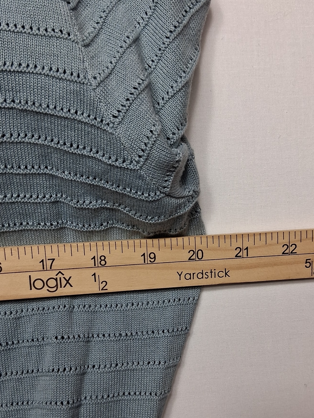 FRYE Light Blue Knit Short Sleeve Sweater - Picture 7 of 8